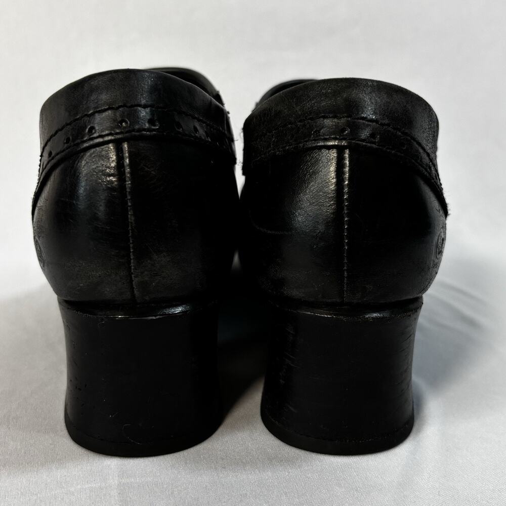BORN Womens SIZE 9M Shoes Black Leather Platform Wedge Mules Clogs - Picture 4 of 8